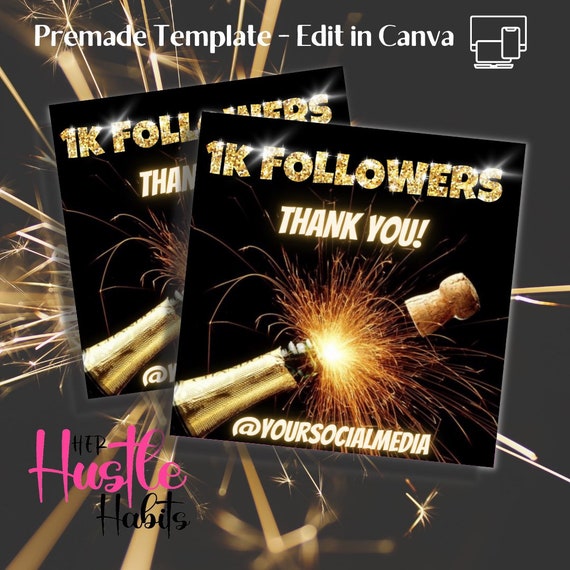 1k Followers Flyer, Instagram Flyer, Instagram Followers Flyer, Social Media Followers Template, DIY Social Media Flyer