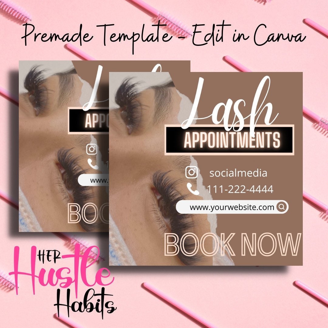 Lash Appointment Flyer, Booking Flyer, DIY Booking Template, Hair Flyer