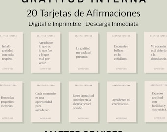 Gratitud Interna – Tarjetas de Afirmaciones Minimalistas para Imprimir