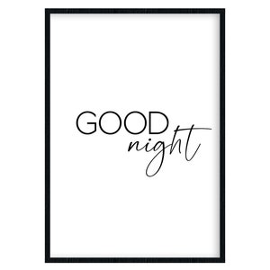 Good Night, Poster für Schlafzimmer, Typografie, modern, minimalistisch Bild 1