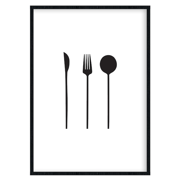 Poster Küche, Besteck, schwarz weiß, modern, minimalistisch