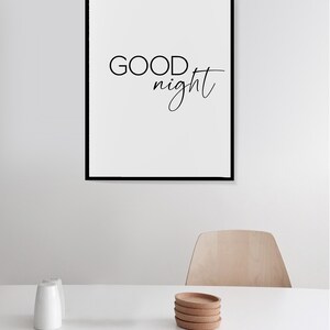 Good Night, Poster für Schlafzimmer, Typografie, modern, minimalistisch Bild 2