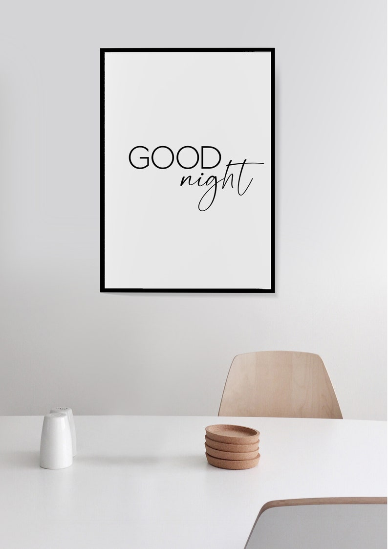 Good Night, Poster für Schlafzimmer, Typografie, modern, minimalistisch Bild 2