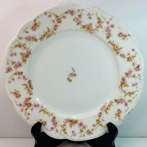 Vintage Antique 1880s Moritz Zdekauer MZ Austria Bridal Rose 7.75" Porcelain Salad Plate Rare Original Collectible Excellent Condition