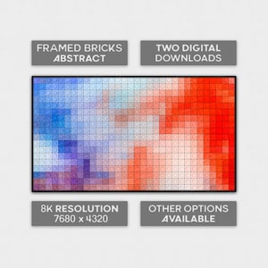 Red/Blue Bricks Abstrakte Digitale Kunst Instant Download | Enthält zwei Versionen | Perfekt für den Druck / Tapete / Samsung Frame TV