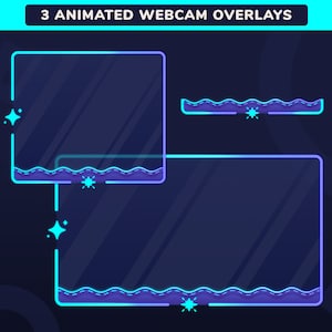 3 ANIMATED Cute Overlay Webcam borders,  Webcam overlays, Twitch overlay, Stream Overlay