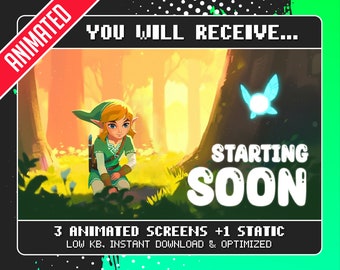 Animated Zelda Twitch Screens – Starting Soon, BRB, Offline (Digital Download)