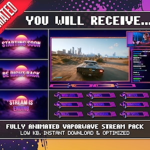 Animated Twitch Stream Pack package (Animated screens, Animated Overlay, Panels, twitch Transition)