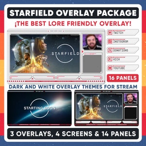 STARFIELD OVERLAY PACKAGE, Twitch Overlay, Twitch Panels, Space Overlay