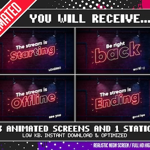 Stream Overlay Screens for Neon Twitch Overlay