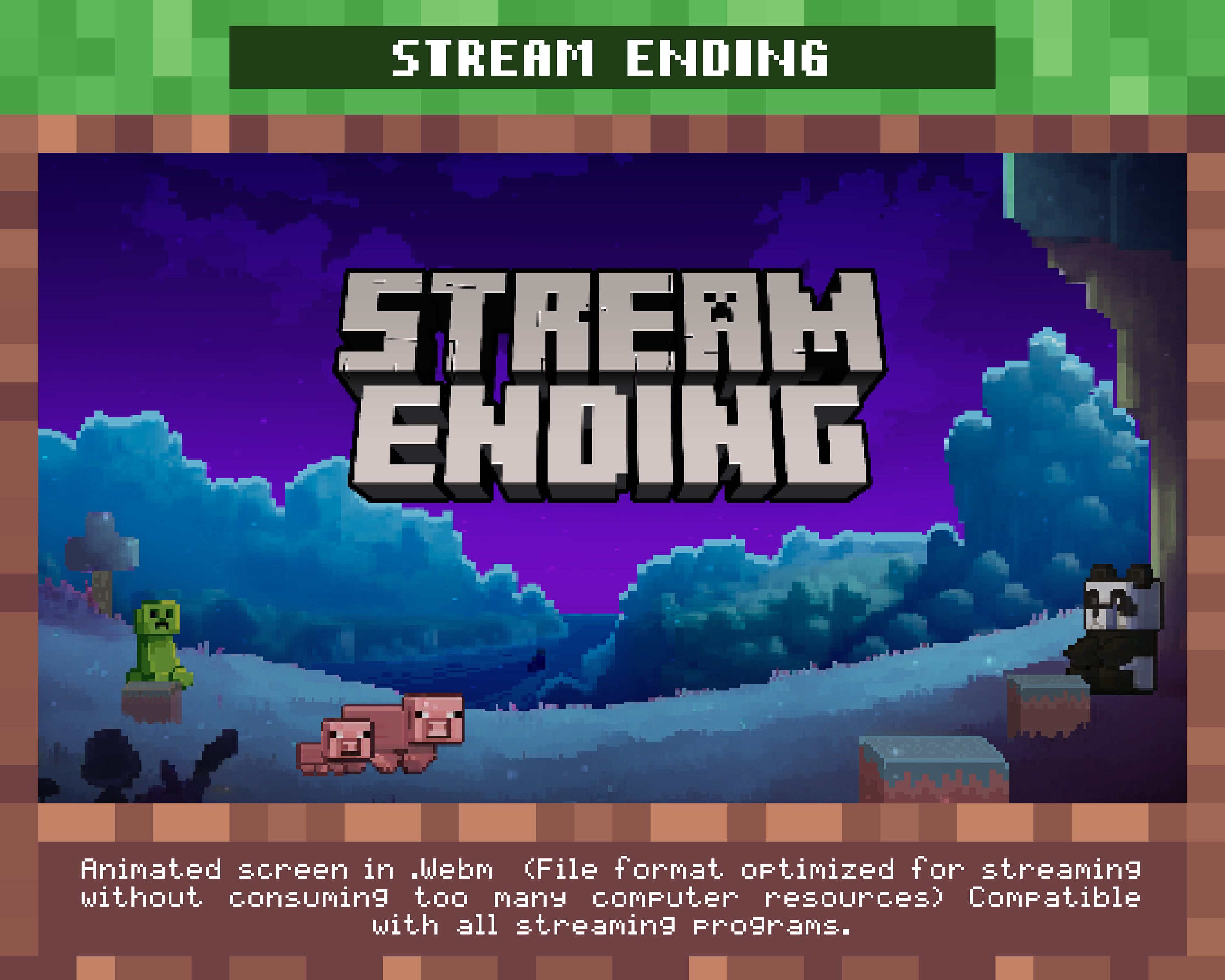 Animated Pixelgame Stream Screens | Minecart Stream Overlay | OBS Live ...