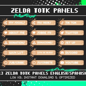 Zelda Tears of the kingdom Cute Twitch panels | ENGLISH / SPANISH |overlay |