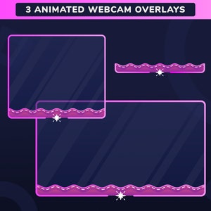3 superposición linda rosa ANIMADA Bordes de cámara web, superposiciones de cámara web, superposición de Twitch, superposición de transmisión