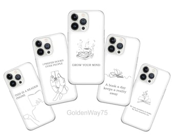 Book Lover & Bookish Quotes Phone Case for iPhone 17 Air 16 15 Pro Max 14 Plus 13, Samsung S26 S25 Edge S24 Fe A36 A26 A17 A37 A57 A56 Pixel