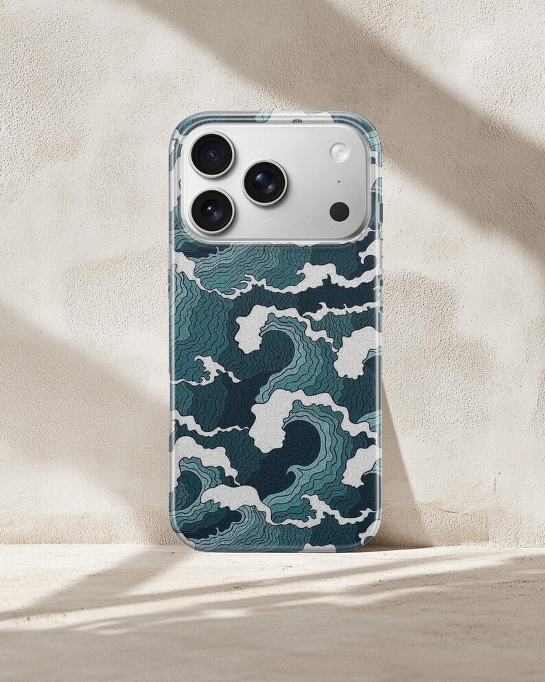 Funda para teléfono con diseño de olas japonesas, funda para iPhone 17e 16 Pro Max 15 14 con diseño de la Gran Ola, funda estética de TPU con diseño de arte oceánico para Samsung S26 A37 A57, Pixel 10a imagen 19