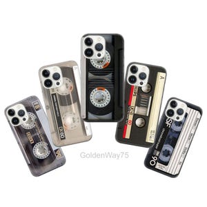 Retro Audio Phone Case Cassette Tape Cover for iPhone 16 16e 15 Pro Max 14 Plus 13 SE, Samsung S25 Edge S24 Fe A36 A26 A16 A15 A56, Pixel 9A