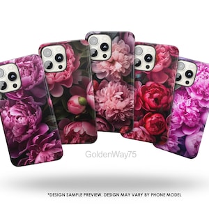 Fresh Flowers Phone Case Peony Cover for iPhone 16e 16 15 Pro Max 14 Plus 13 12 8 SE XR, Samsung S25 S24 Ultra S23 Fe A56 A36 A16, Pixel 9A