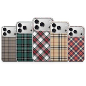 Funda de teléfono personalizada a cuadros, carcasa de gel de TPU con estampado de tartán, borde transparente mate, para iPhone 17e, 16, 15 y 14, Samsung S26, A57 y A37, Pixel 10a, regalo