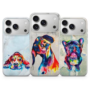 Watercolor Dog Painting Phone Case for iPhone 17 Air 16 15 Pro Max 14 Plus 13, Samsung S26 S25 Edge S24 Fe A36 A26 A17 A37 A57 A56, Pixel 10 image 1