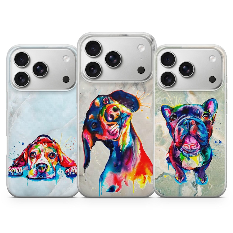 Watercolor Dog Painting Phone Case for iPhone 17 Air 16 15 Pro Max 14 Plus 13, Samsung S26 S25 Edge S24 Fe A36 A26 A17 A37 A57 A56, Pixel 10 image 1