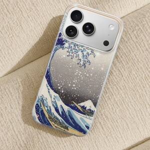 Funda para teléfono con diseño de olas japonesas, funda para iPhone 17e 16 Pro Max 15 14 con diseño de la Gran Ola, funda estética de TPU con diseño de arte oceánico para Samsung S26 A37 A57, Pixel 10a imagen 15