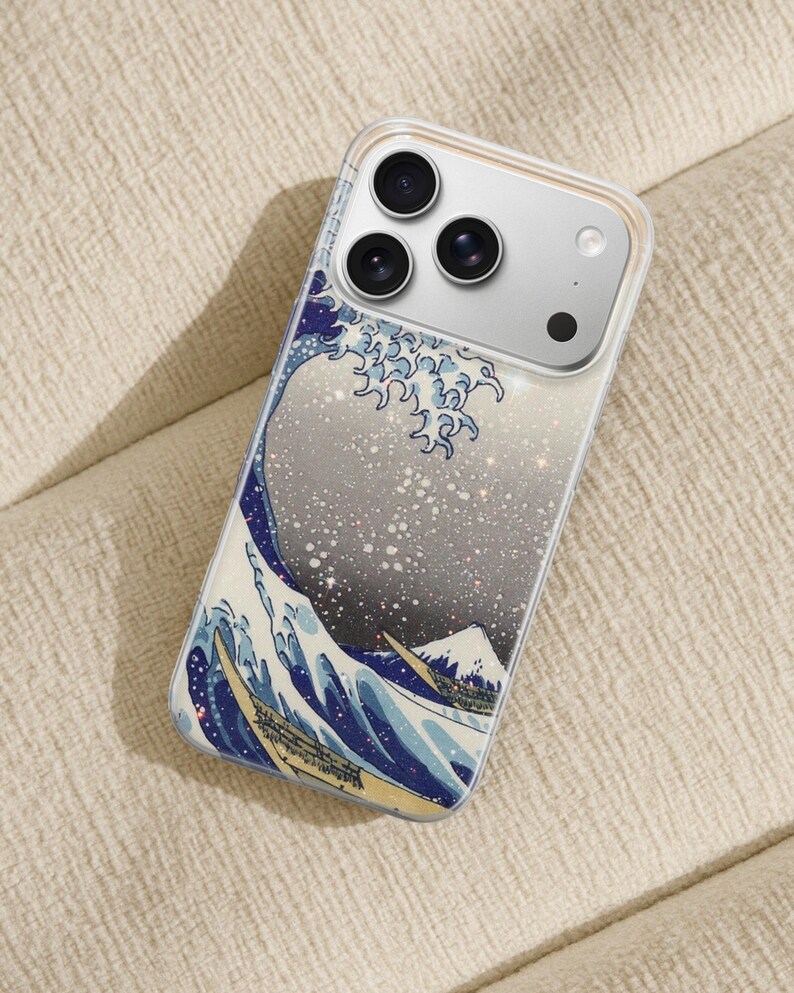 Funda para teléfono con diseño de olas japonesas, funda para iPhone 17e 16 Pro Max 15 14 con diseño de la Gran Ola, funda estética de TPU con diseño de arte oceánico para Samsung S26 A37 A57, Pixel 10a imagen 15
