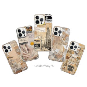 Mood Board Phone Case Vintage Collage Cover for iPhone 16 16e 15 Pro Max 14 Plus 13 SE Samsung S25 Edge S24 Fe S23 A36 A26 A16 A15 A56 Pixel