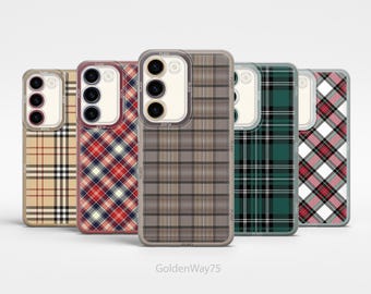 Gepersonaliseerde geruite geruite tartan telefoonhoesje voor Samsung S24 Fe S25 Plus S23 Ultra A15 A56 A55, iPhone 17 Air 15 16 Pro Max 14 Plus 12 13