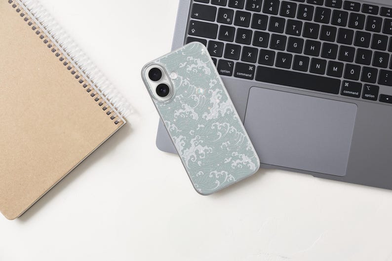 Funda para teléfono con diseño de olas japonesas, funda para iPhone 17e 16 Pro Max 15 14 con diseño de la Gran Ola, funda estética de TPU con diseño de arte oceánico para Samsung S26 A37 A57, Pixel 10a imagen 14
