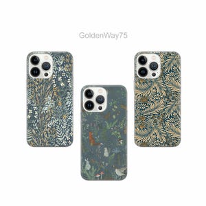 William Morris Style Phone Case for iPhone 16 16e 15 Pro Max 14 Plus 13 SE XR, Samsung S25 Edge S24 Fe S23 A36 A26 A16 A15 A56 A55, Pixel 9A