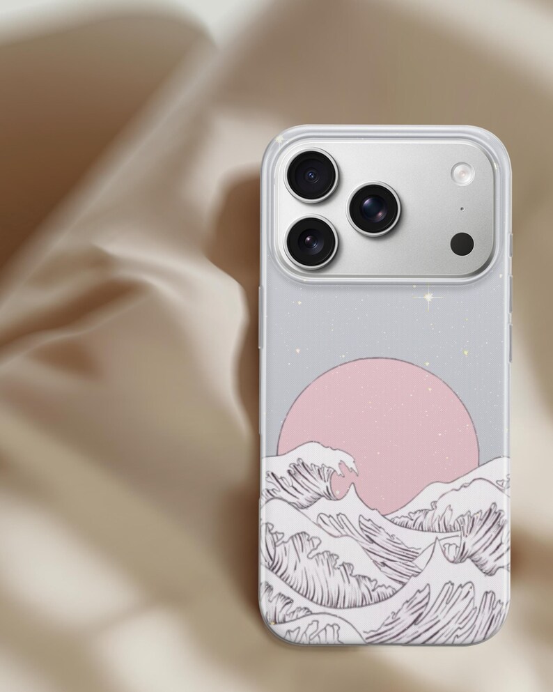 Funda para teléfono con diseño de olas japonesas, funda para iPhone 17e 16 Pro Max 15 14 con diseño de la Gran Ola, funda estética de TPU con diseño de arte oceánico para Samsung S26 A37 A57, Pixel 10a imagen 11