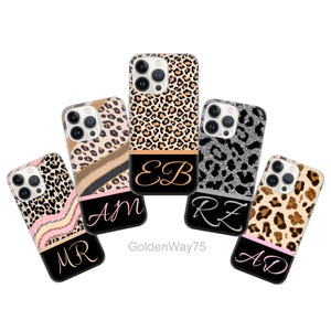 Custom Cheetah Phone Case Monogram Cover for iPhone 16 16e 15 Pro Max 14 Plus 13 SE Samsung S25 Edge S24 Fe S23 A36 A26 A16 A15 A56 Pixel 9A