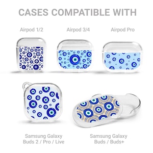 Blue Evil Eye Headphone Case Protective Good Luck Cover for AirPods Generation 1 2 3 4 Pro Galaxy Buds Live Beats Fit Studio WF Custom Case