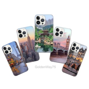 Famous City Travel Photography Phone Case for iPhone 16 16e 15 Pro Max 14 Plus 13 SE, Samsung S25 Edge S24 Fe S23 A36 A26 A16 A15 A56, Pixel