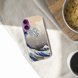 Funda para teléfono con diseño de olas japonesas, funda para iPhone 17e 16 Pro Max 15 14 con diseño de la Gran Ola, funda estética de TPU con diseño de arte oceánico para Samsung S26 A37 A57, Pixel 10a imagen 12