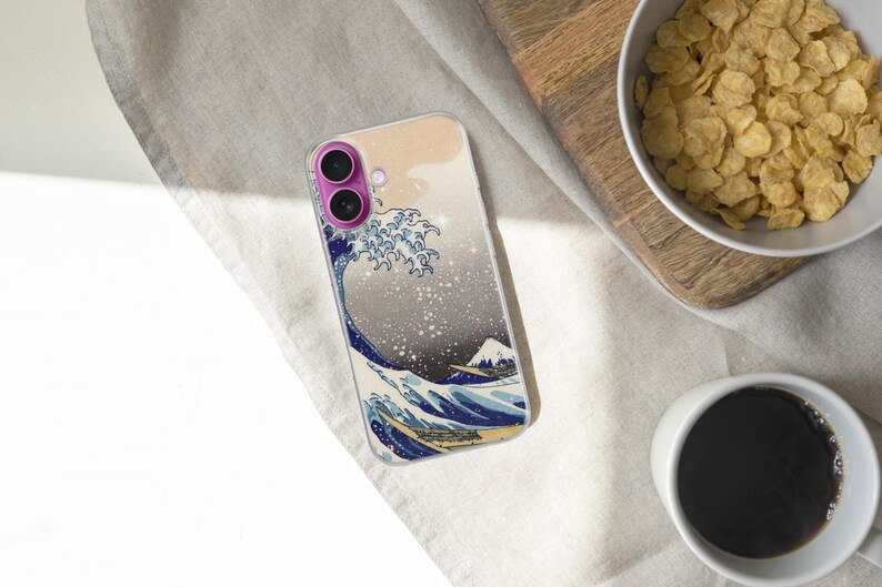 Funda para teléfono con diseño de olas japonesas, funda para iPhone 17e 16 Pro Max 15 14 con diseño de la Gran Ola, funda estética de TPU con diseño de arte oceánico para Samsung S26 A37 A57, Pixel 10a imagen 12