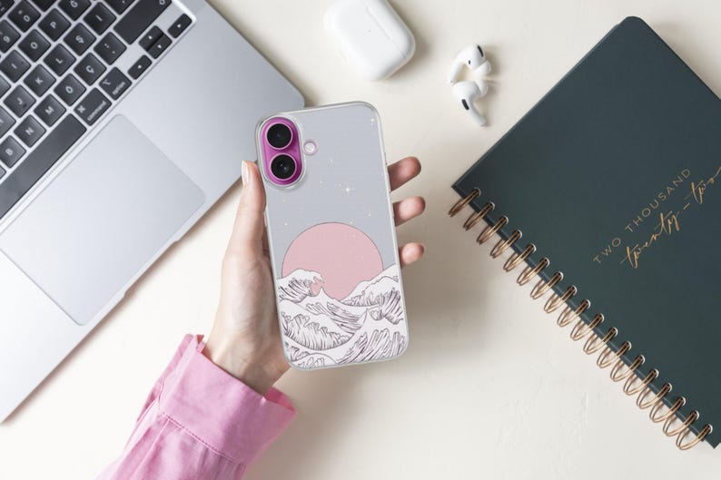 Funda para teléfono con diseño de olas japonesas, funda para iPhone 17e 16 Pro Max 15 14 con diseño de la Gran Ola, funda estética de TPU con diseño de arte oceánico para Samsung S26 A37 A57, Pixel 10a imagen 16
