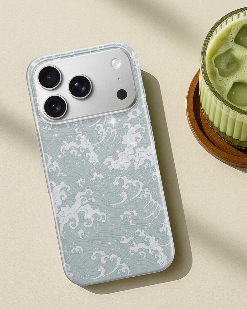 Funda para teléfono con diseño de olas japonesas, funda para iPhone 17e 16 Pro Max 15 14 con diseño de la Gran Ola, funda estética de TPU con diseño de arte oceánico para Samsung S26 A37 A57, Pixel 10a imagen 17