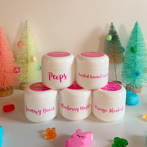 Harbor Co. Tack balm | Orange Sherbet | Blueberry Muffin | Peeps | Frosted Animal Crackers | Gummy Bears