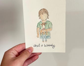 Custom Watercolor Portrait: Child with Lovey - Handmade Keepsake