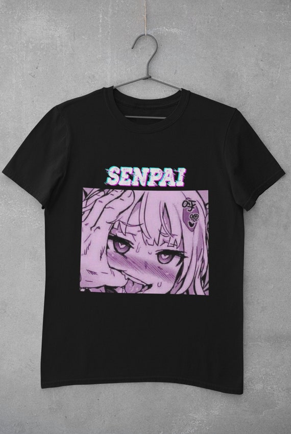 Digitalised Ahegao Face Senpai T-shirt, Anime Girl Tee, Weeb gifts Shirts, Otaku Street Style Shirt, Waifu Material, Aesthetic Cosplay Manga
