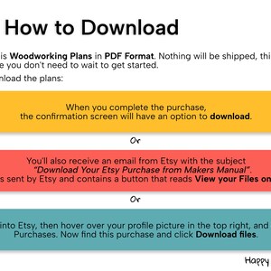 How to Download Digital Files from Etsy. This product is Woodworking Plans for download.