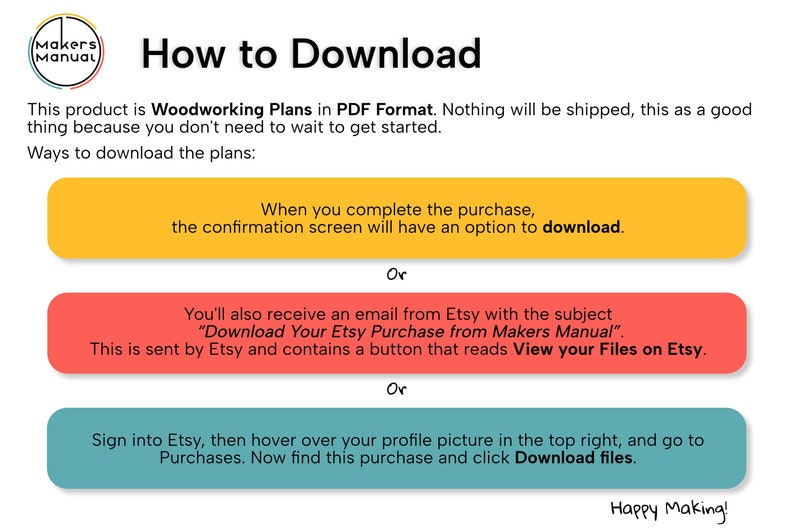 How to Download Digital Files from Etsy. This product is Woodworking Plans for download.