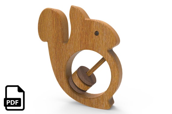 DIY Squirrel Wooden Baby Rattle Toy Digital Plans 