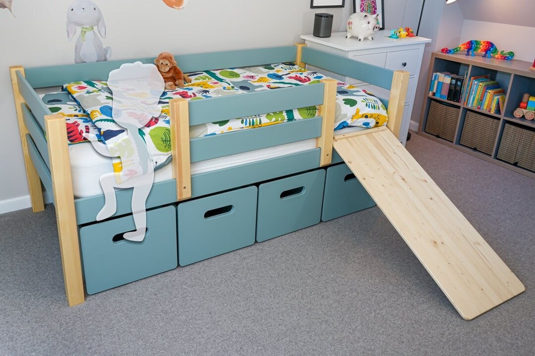 Toddler Bed With Slide DIY Digital Woodworking Plans Etsy Australia