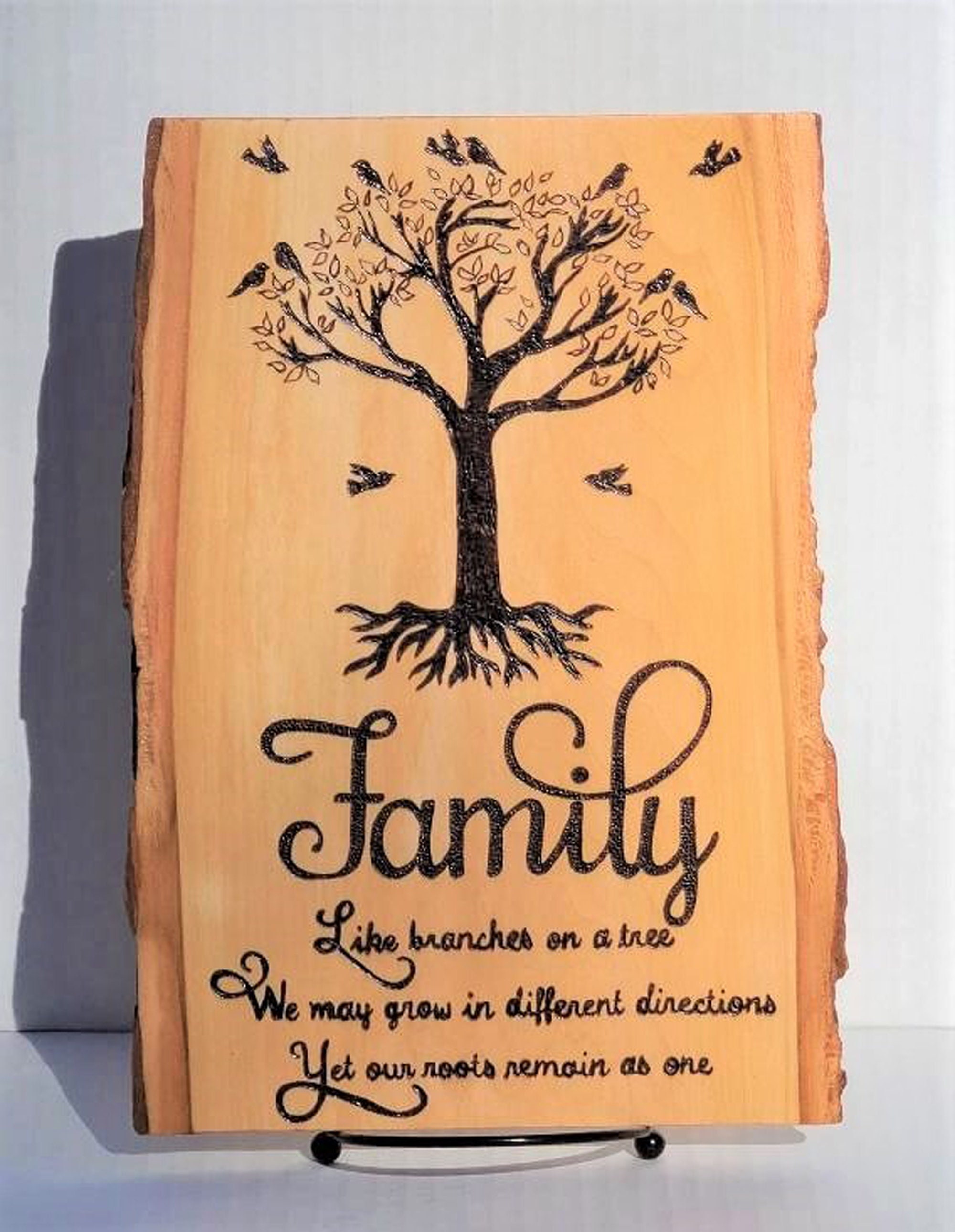 Rustic Family Tree Sign Wood Burned Family Tree Sign, Like Branches on a Tree - yet Our Roots ...