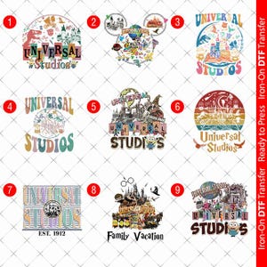Universal Studios DTF Iron-On Transfer: Family Vacation Designs for t-shirt ready to press 00067