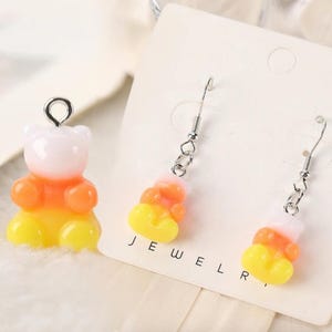 3D Corn Candy Bear Resin Charms Earring Trick Treat Halloween Jewelry DIY. Ref P464
