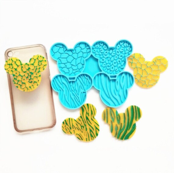 Shiny Mickey Silicone Mold, 4-Cavity Leopard Design For Reels Or Phone Grips |  Ref: M27