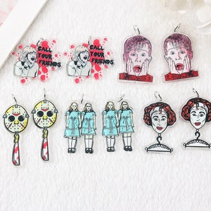 Horror Movie Acrylic Charms | Home Alone | Jason Voorhees -Friday The 13th | Grady Twins in The Shining | Scary Movie | DIY Jewelry | P170